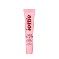Lottie London Tinted Lip Peptide in Cotton Candy, Hydrating skincare/makeup hybrid lip balm with Shea Butter & Vitamin E to repair and nourish lips with a sheer, glossy tint