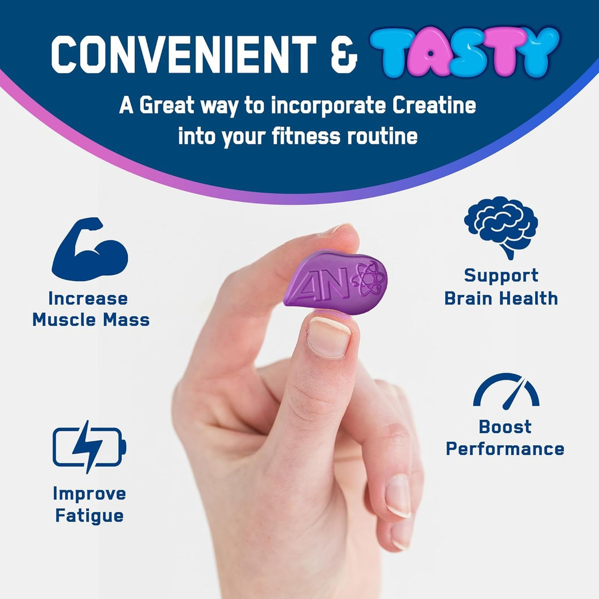 Applied Nutrition Creatine Gummies - 3000mg Creatine Monohydrate per Serving - 80 Chewable Vegan Gummies for Strength, Power & Recovery (20 Servings)