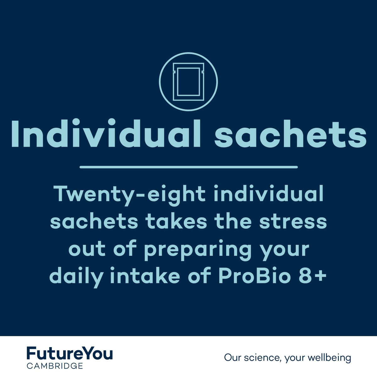FutureYou ProBio 8+ (28 Powder Sachets) Probiotics for Gut Health, Probiotics for Women and Men, Gut Health Supplements with Lactobacillus Acidophilus W22 - Genuine FutureYou Cambridge Supplements