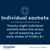 FutureYou ProBio 8+ (28 Powder Sachets) Probiotics for Gut Health, Probiotics for Women and Men, Gut Health Supplements with Lactobacillus Acidophilus W22 - Genuine FutureYou Cambridge Supplements