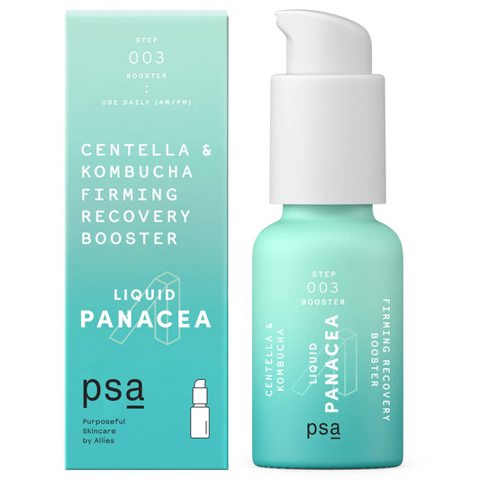 PSA LIQUID PANACEA Centella & Kombucha Firming Recovery Booster: Microbiome-Loving Serum Booster with 6% Kombucha & White Tea Blend, 5% Centella Asiatica Extract & Culture Blend. 15 ml/ 0.5 oz