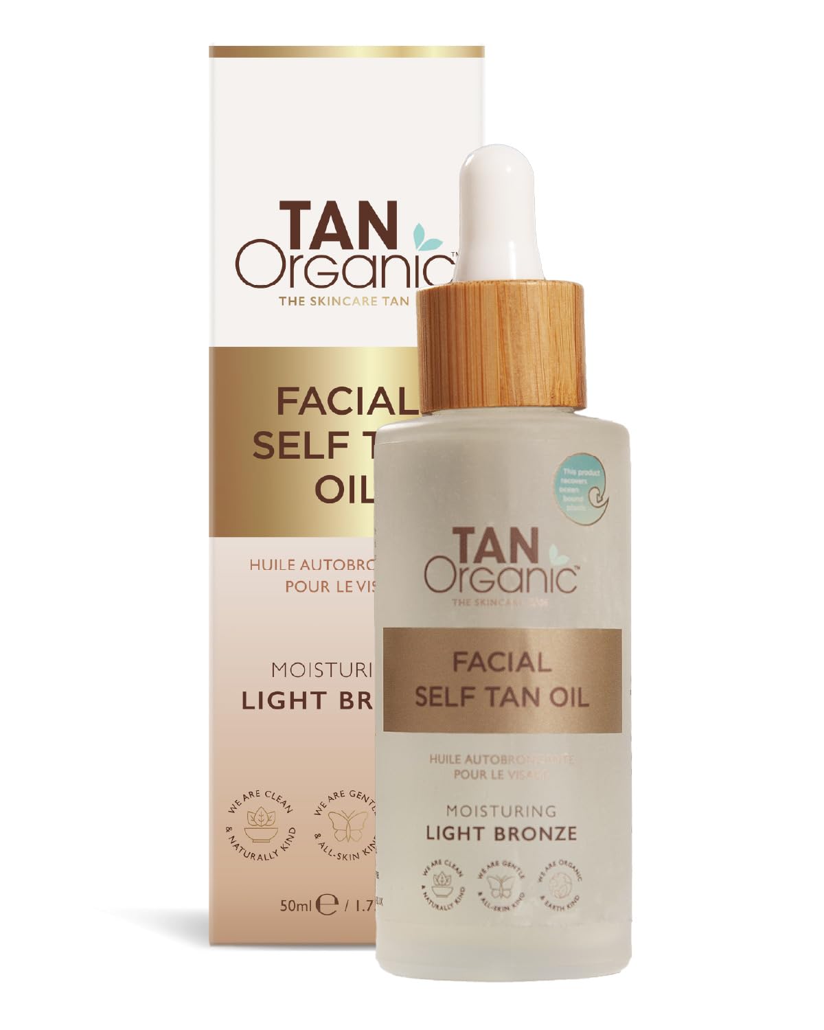 TanOrganic Face Self Tanning Oil 50ml | Organic & Vegan Streak-Free Face Tan with Aloe Vera, Argan Oil & Vitamin E | Transfer-Resistant Bronzing Drops for Hydrated Glow