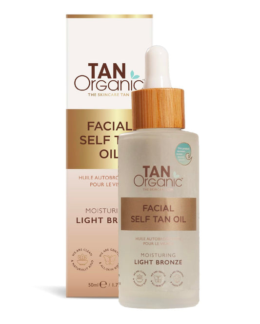 TanOrganic Face Self Tanning Oil 50ml | Organic & Vegan Streak-Free Face Tan with Aloe Vera, Argan Oil & Vitamin E | Transfer-Resistant Bronzing Drops for Hydrated Glow