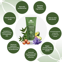 Ayumi Neem & Tea Tree Face Cream, Balanced Blend of Moisturisers & Moringa Oil to Maintain Hydration For Oil-Prone Skin, With Witch Hazel & a Hint of Nettle - 2 x 100ml