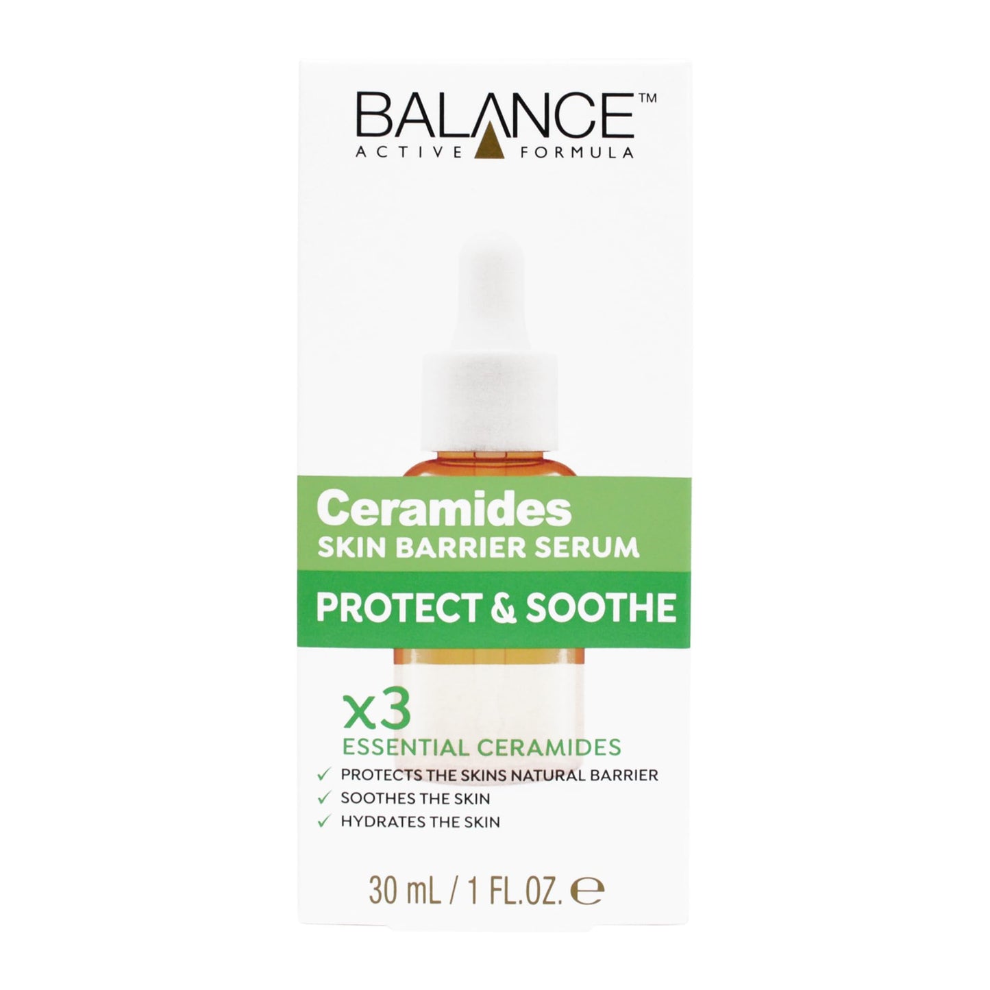 Balance Active Formula Ceramides Skin Barrier Serum, 30ml | Advanced Hydrating Face Serum | Triple Ceramide Complex + Hyaluronic Acid | Restores Moisture Barrier & Plumps Skin