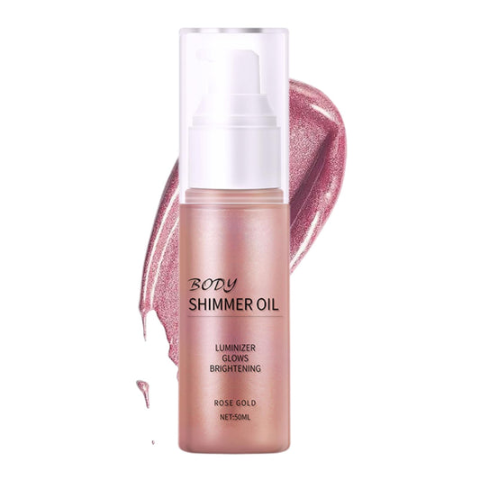 ISBEAUSOLS Body Shimmer Oil,Body Oil for Women,Body Rose Gold Shimmer Oil,Body Glow Oil Shimmer Highlighter,Body Moisturiser Oil For Face, Body & Hair,Nourishing & Glowy Body Shimmer 50ML