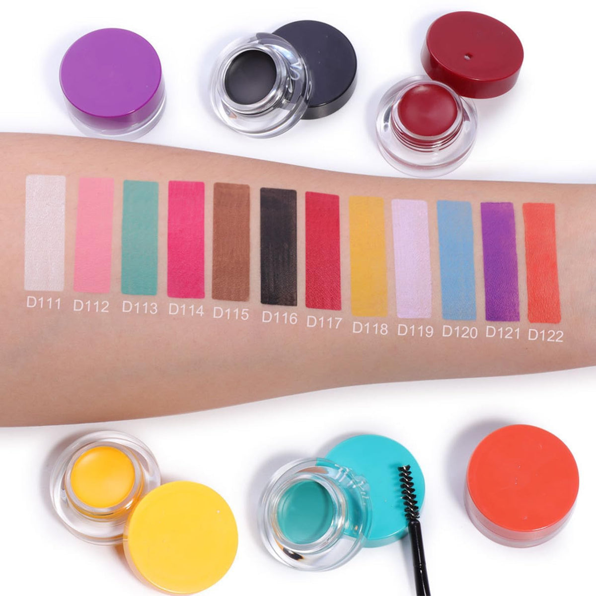 NACGUO 12 Color Eyebrow Pomade Gel Eyeliner Cream Eyeshadow Long Lasting Waterproof Matte Eyebrow Pomade Gel Eyeliner Eyeshadow with Brush for Daily or Cosplay (Red)