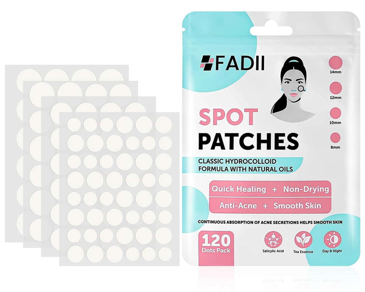 FADII Pimple Patches Pack Of 120 Hydrocolloid Spot Patches Fast-Acting Salicylic Acid Acne Patches Vegan & Cruelty Free Pimple Patch Clear Spot Stickers for Face