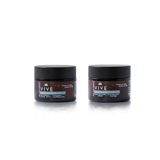 VIVE SkinCare Therapy - Foundational Ritual Bundle - Day Face Cream SPF15 - Night Cream Recovery - Anti-Blemish Treatment - Skin Care Hydration - SPF Moisturiser - Face Cream for Mature Skin