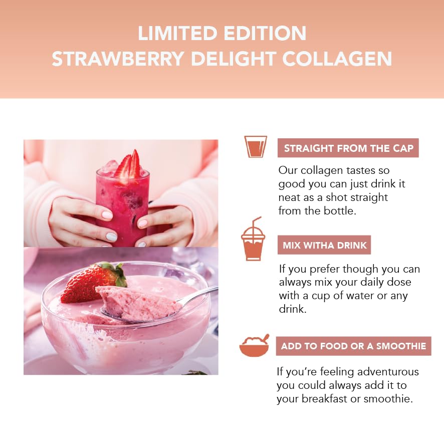 Reverse Life Collagen Supplement, Strawberry Delight Flavour, with Biotin, Vitamin D3, Folic Acid, and Hyaluronic Acid for Hair, Skin and Nails