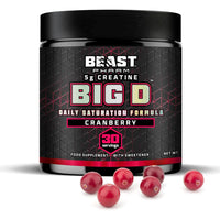 Beast Pharm Beast Big D Performance Formula with Creatine Monohydrate Powder and Patented Ingredients for Daily Strength, Stamina and Endurance by Eddie Hall, 30 Servings, Cranberry