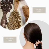 Head Jog 19 Coconut Brush - Detangling Hair Brush Made From Coconut Husk. Detangler Hairbrushes For Wet Or Dry Hair. Gentle and Flexible Detangle Hair Brush For Women and Men in Cream