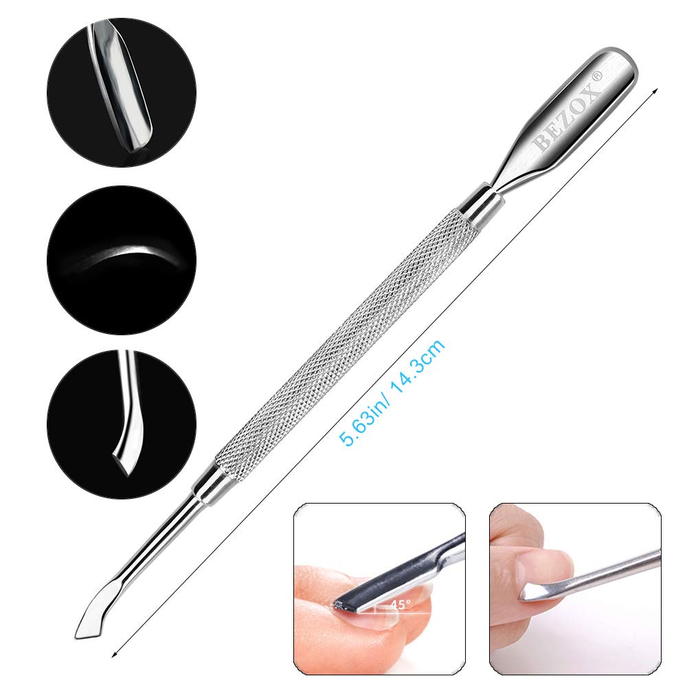BEZOX Professional Cuticle Pusher 3pcs, Premium Stainless Steel Cuticle Trimmer UV Gel Polish Remover - Cuticle Removal Fork Nail Art cleaner Trimmer