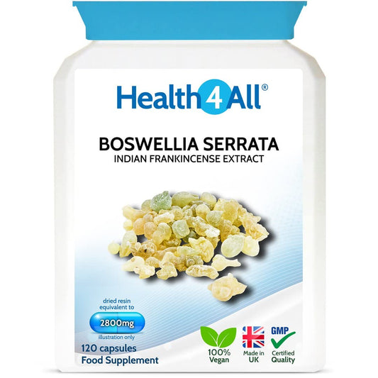 Boswellia Serrata 2800mg 120 Capsules (V) (not Tablets) Strong Anti-inflammatory OA & Joint Support. Vegan. Made in The UK by Health4All