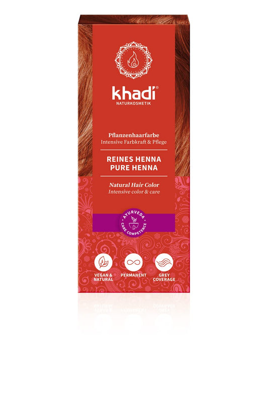 Khadi khadi Pure Henna Plant Hair Colour, Hair Colour for Exciting Orange Red to Intensively Bright Flame Red, Natural Hair Colour 100% Vegetable, Natural & Vegan, Natural Cosmetics, 100 g