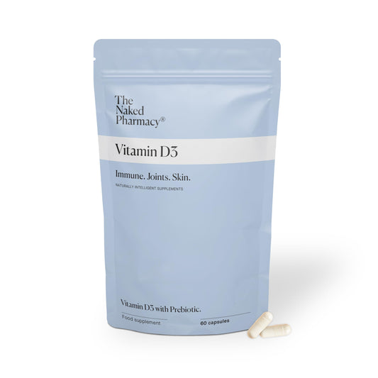 The Naked Pharmacy | Vitamin D3 Supplements | for Immune System | Bones, Joints & Teeth | with Natural Prebiotic Baobab | High Strength | No Additives | Vegan | 60 Capsules