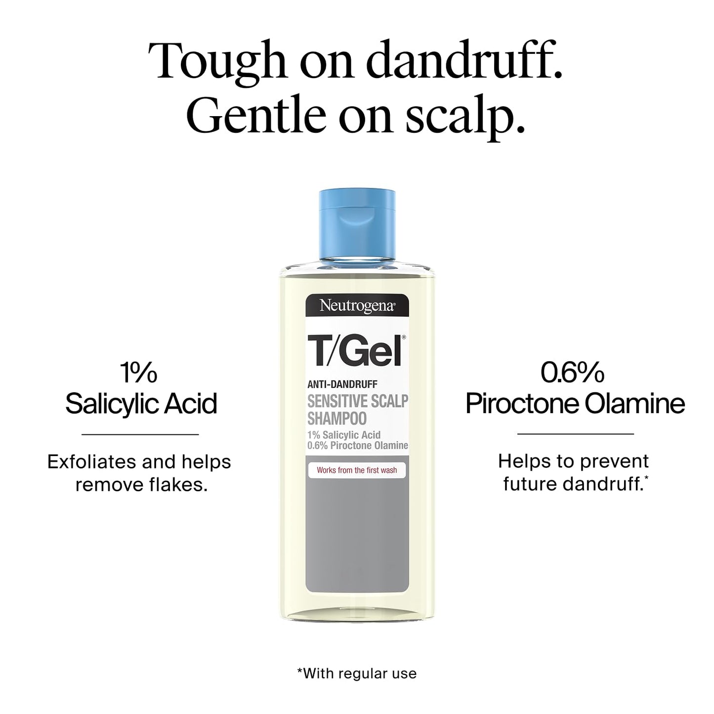 Neutrogena T/Gel Anti Dandruff Shampoo for Sensitive Scalp (1x 150ml), Daily Anti-Dandruff Shampoo with Salicylic Acid, Fragrance-Free, for Sensitive Skin to Fight Dandruff from First Wash