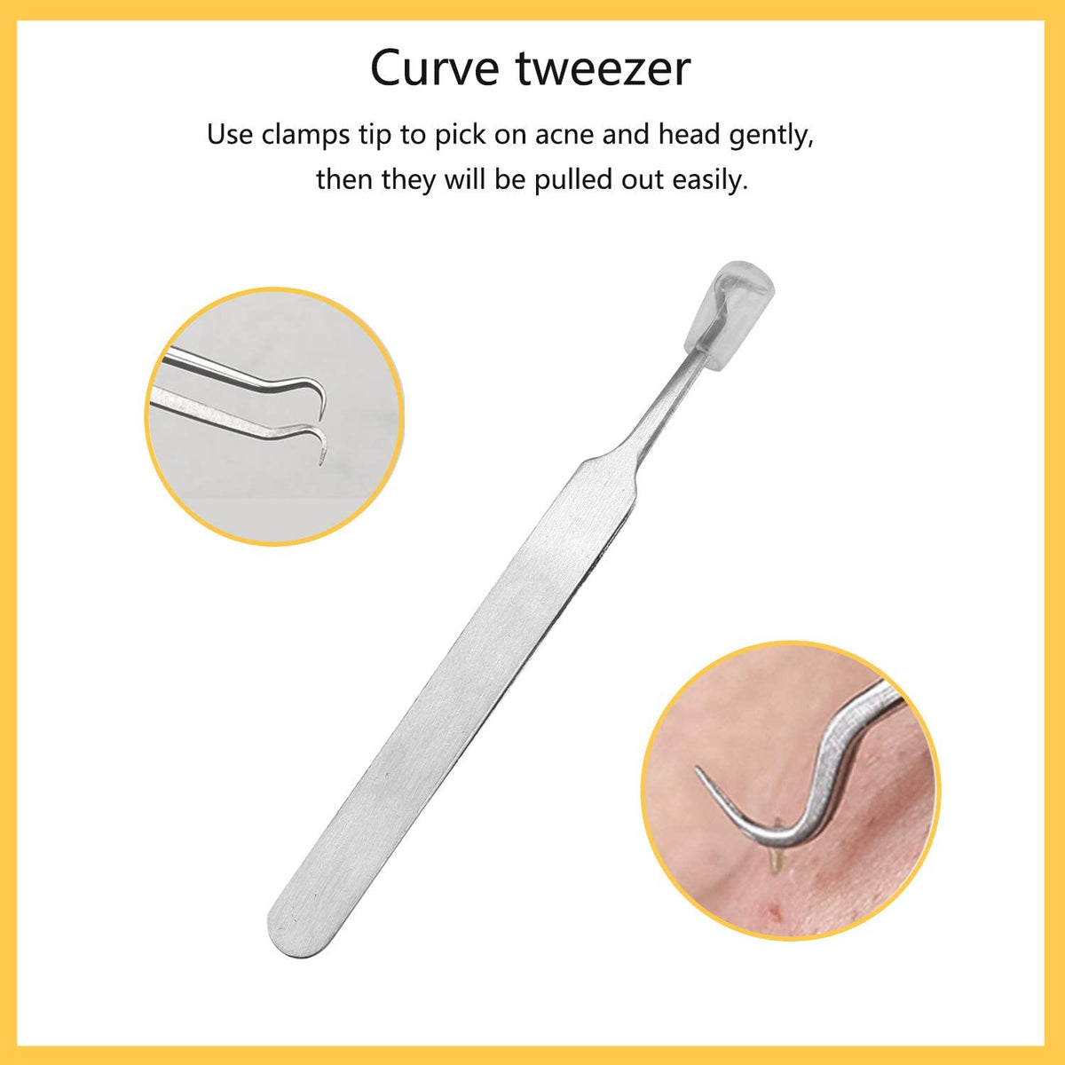 JOLIFILE Pimple Popper Tool, 9PCs Spot Popper Comedone Blackhead Remover Kits with Curved Tweezers and Pimple Popper Spot Remover for Facial Skin