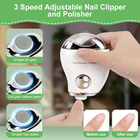 LOPHE Electric Nail Clipper, Double-Headed Cute Mango Shape Trimmer and Polisher 2-in-1 With LED Light Rechargeable Noiseless with Nail Cutting Storage Safe Nail Clipper for Baby, Kids, Elderly