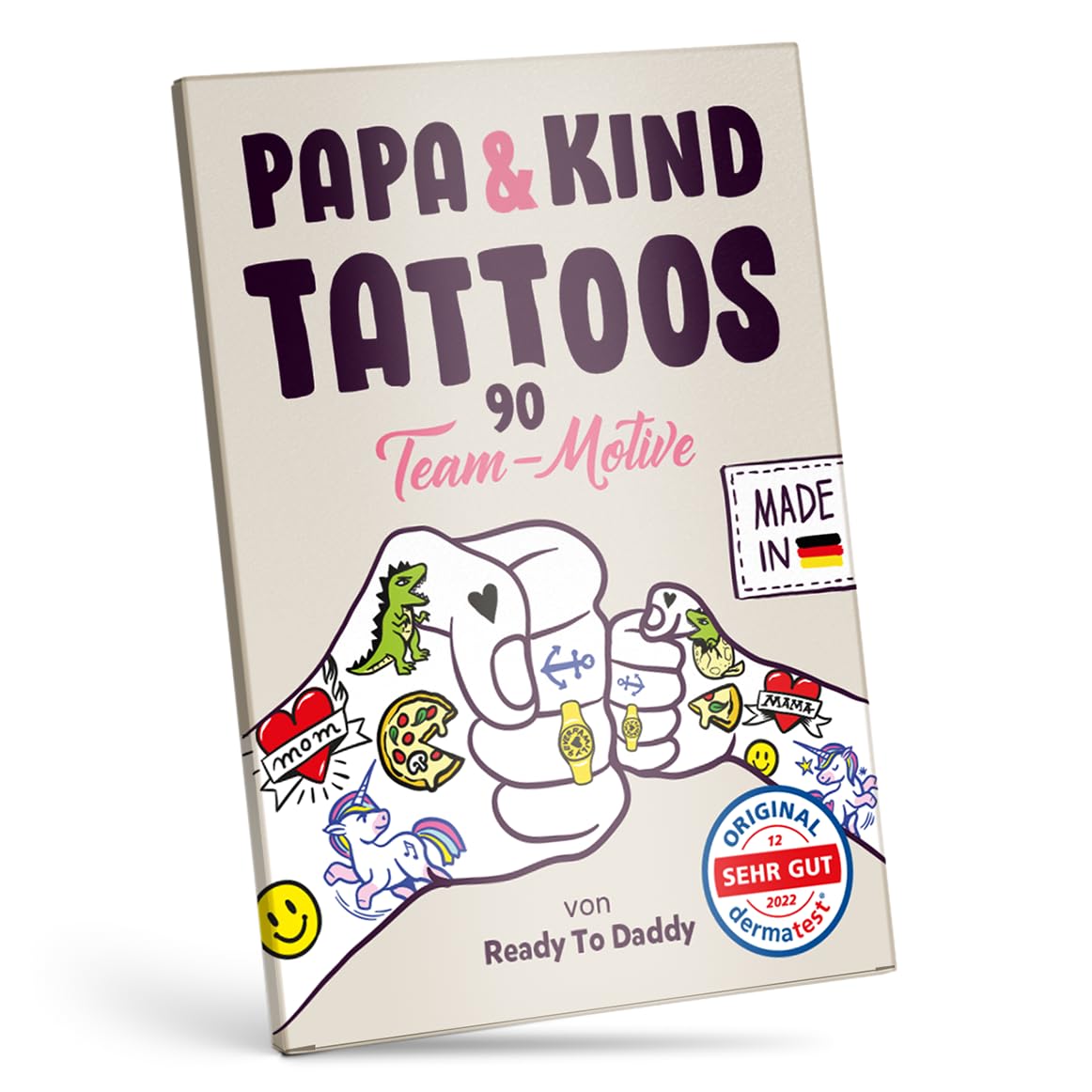 Ready to Daddy Papa & Kind Tattoos | 90 Cool Family Designs | Produced in Germany | DermaTest Verdict Very Good | Great Gift for Dads and Family