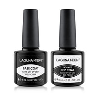 Lagunamoon LagunaMoon Gel Nail Polish Base Coat and No Wipe Top Coat Gel Polish Set Soak Off UV LED Nail Varnish Lacquer Manicure Set 2 × 8ml