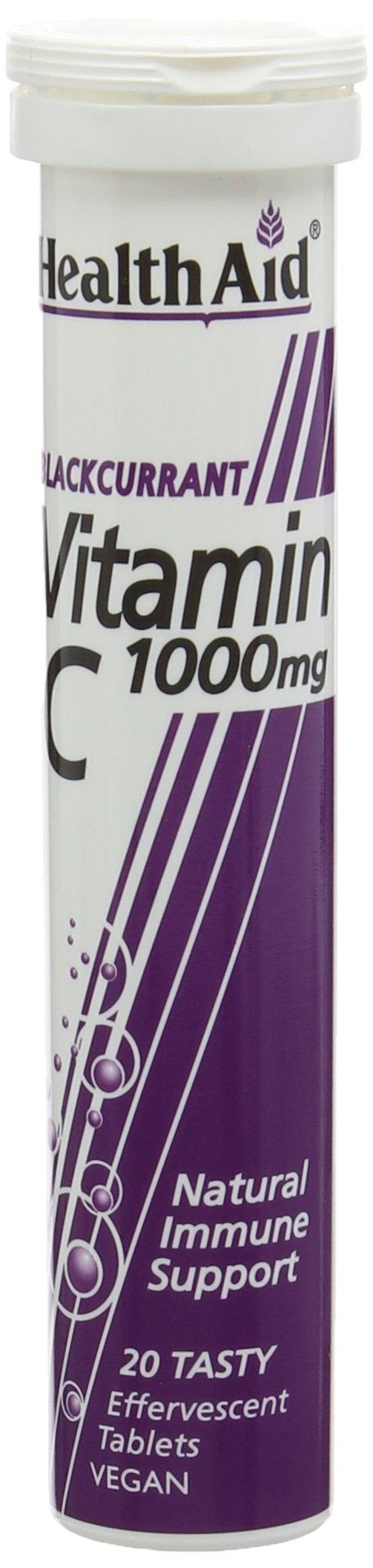 HealthAid Vitamin C Blackcurrant Flavour Vegetarian Effervescent 1000mg 20 Tablets, Pack of 3