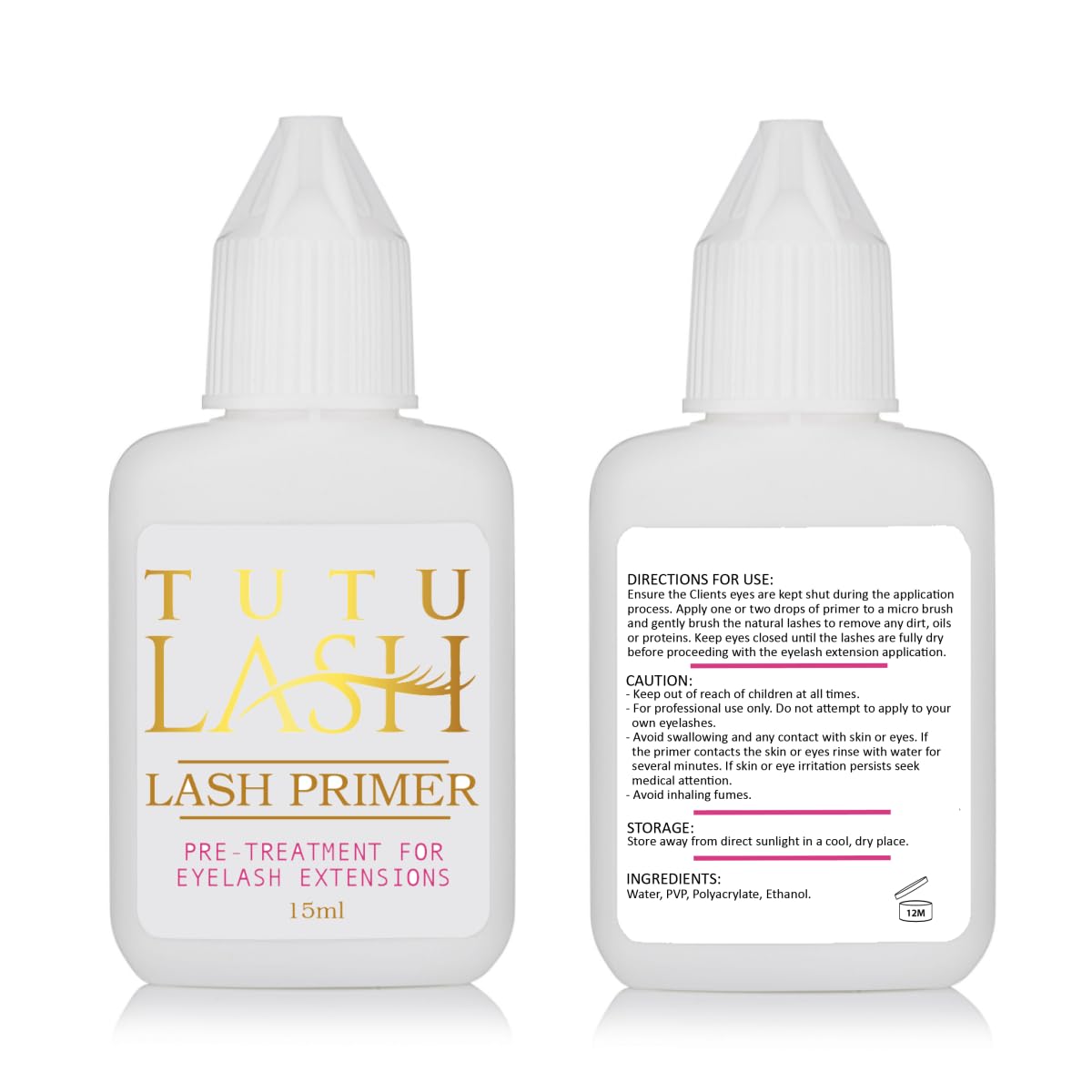 TUTU LASH Eyelash Primer 15ml Pre-Treatment for individual Lash Extensions pre-treatment removes proteins and oils and provides longer lash retention TUTU Lash