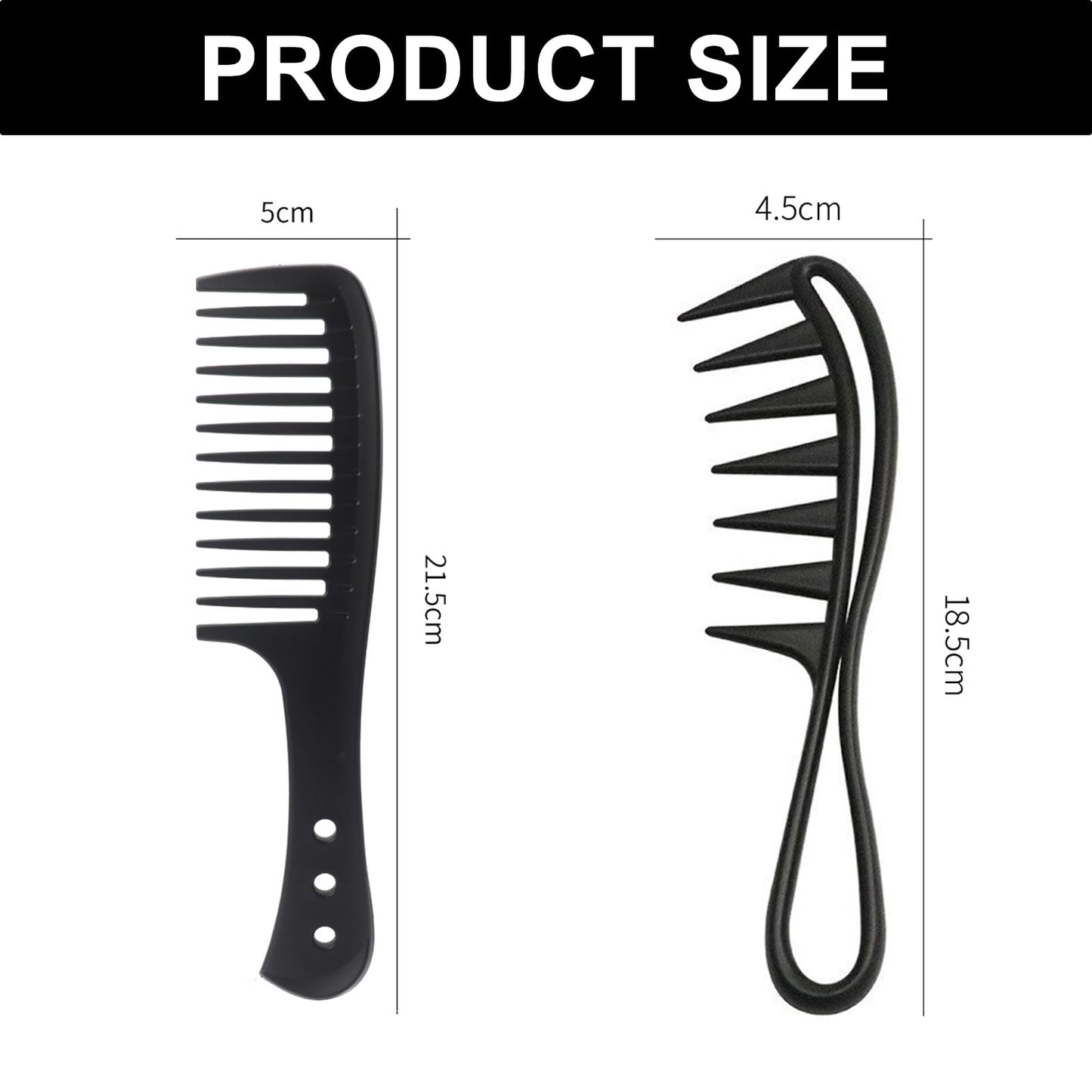 Aestustheri 2-Pack Wide-Tooth Comb for Long Curly Wet Wavy Hair - Anti-Static Smooth-Grip Shark-Tooth Design, Perfect for Detangling Curls - for Women & Men, Hairdresser Use