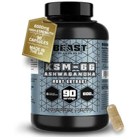 Beast Pharm | Ashwagandha High Strength 6000mg (3 Months Supply) KSM-66 90 Capsules | Stress Relief Support