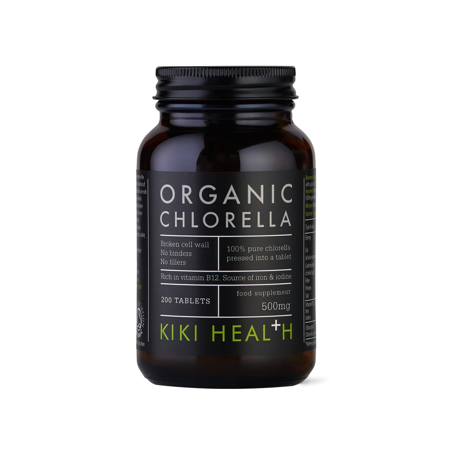 KIKI HEALTH KIKI Health Organic Chlorella Tablets | 100% Organic Chlorella - Digestive, Immune, & Brain Health | Natural Source of Vegan Protein & Vitamins | Superfood for Detox Support, 200 Tablets (500mg)