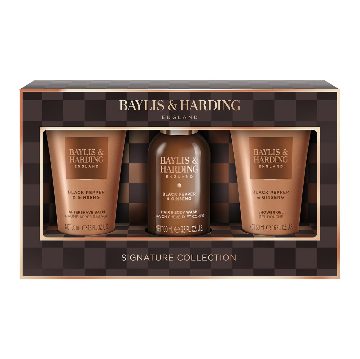 Baylis & Harding Black Pepper & Ginseng Men's Luxury Mini Trio Gift Set - Vegan Friendly