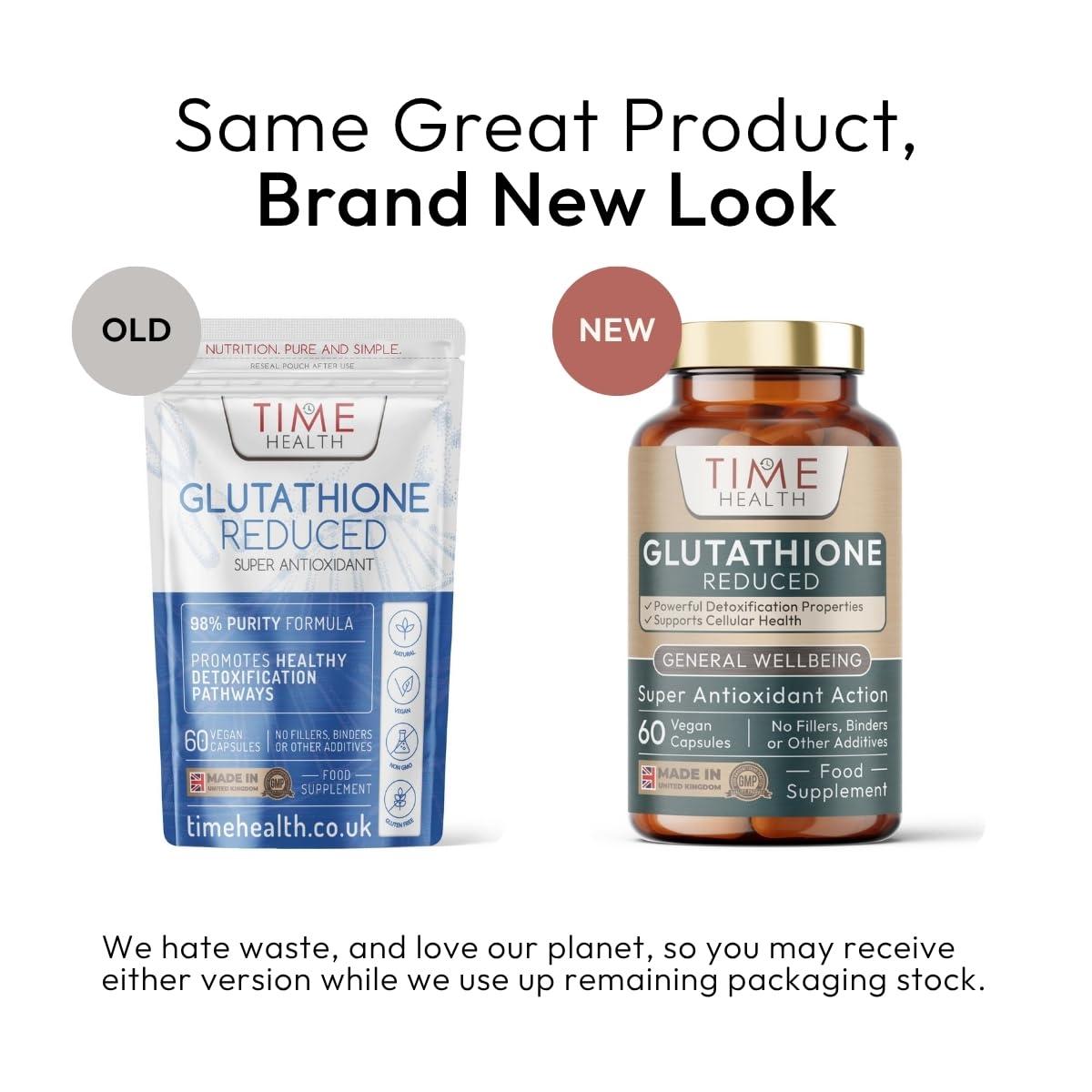 Time Health Glutathione Reduced - 320mg - UK Made - Zero Additives - Vegan - Pullulan - 60 Capsules