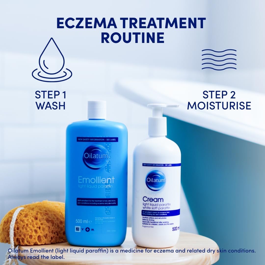 Oilatum Emollient Bath Liquid for Eczema, Psoriasis and Dry Skin Conditions, Soothing Formula for Sensitive Skin, Hydrating Relief for Itchy, Irritated Skin, 1 x 500ml