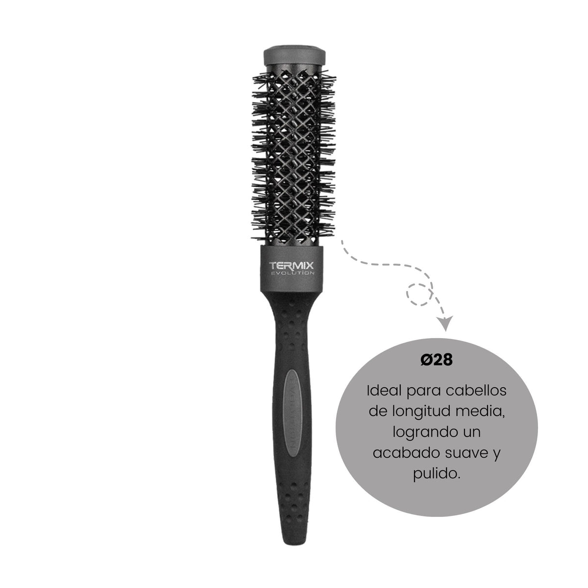 Termix Evolution Plus Ø 28 mm- Hairbrush for thick hair with Ionized bristles for thick and difficult-to-manage hair