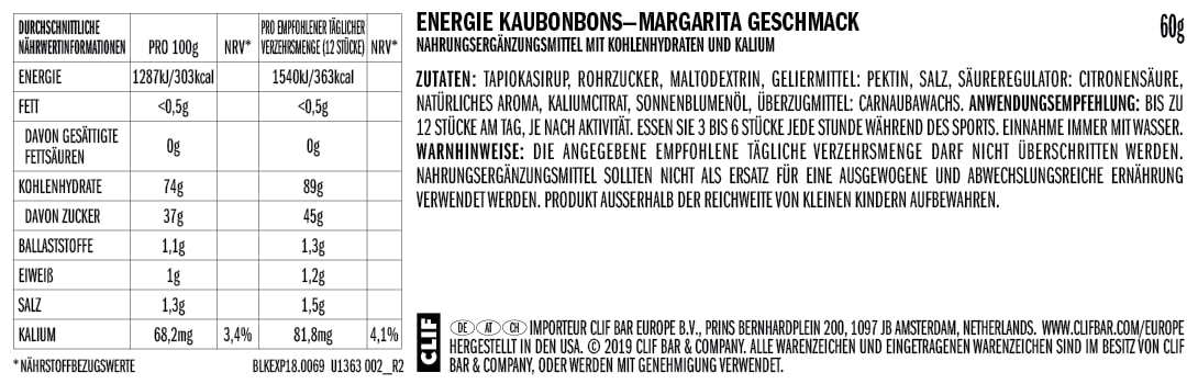 CLIF Clif Bar Blok Energy Chews, Margarita, 1080 g