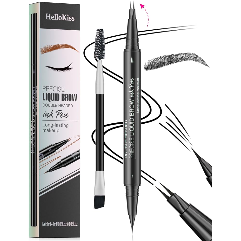 MAYEON 2-in-1 Double-ended Eye Brow Pencils with 2 Tips and Precise Brush Tip, Waterproof Last All-Day, Microblading Eyebrow Pen (Black)