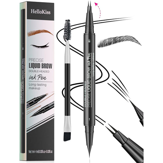 MAYEON 2-in-1 Double-ended Eye Brow Pencils with 2 Tips and Precise Brush Tip, Waterproof Last All-Day, Microblading Eyebrow Pen (Black)