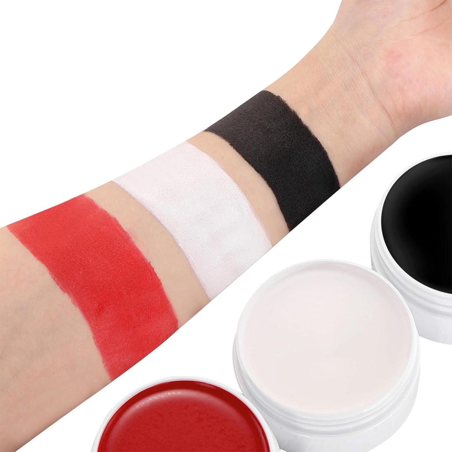 SHEBEEDO Black + White + Red Face Body Paint Set, Professional Face Palette Set with 2 Brushes, Oil Body Paint for Adults Art Theatre Halloween Party Cosplay Clown Body Paint Makeup