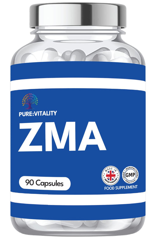Pure ZMA Supplements for Men & Women - 90 Capsules - High Strength Muscle Sleep Aid & Muscle Recovery - ZMA Supplement Zinc Magnesium and Vitamin B6 (90 Day Supply) - UK GMP Certified Manufacturer