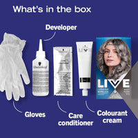Schwarzkopf LIVE Urban Metallics Vibrant, Long Lasting, Permanent Silver Hair Dye, Infused with Coconut Oil for Shiny Hair - Dusty Silver U72
