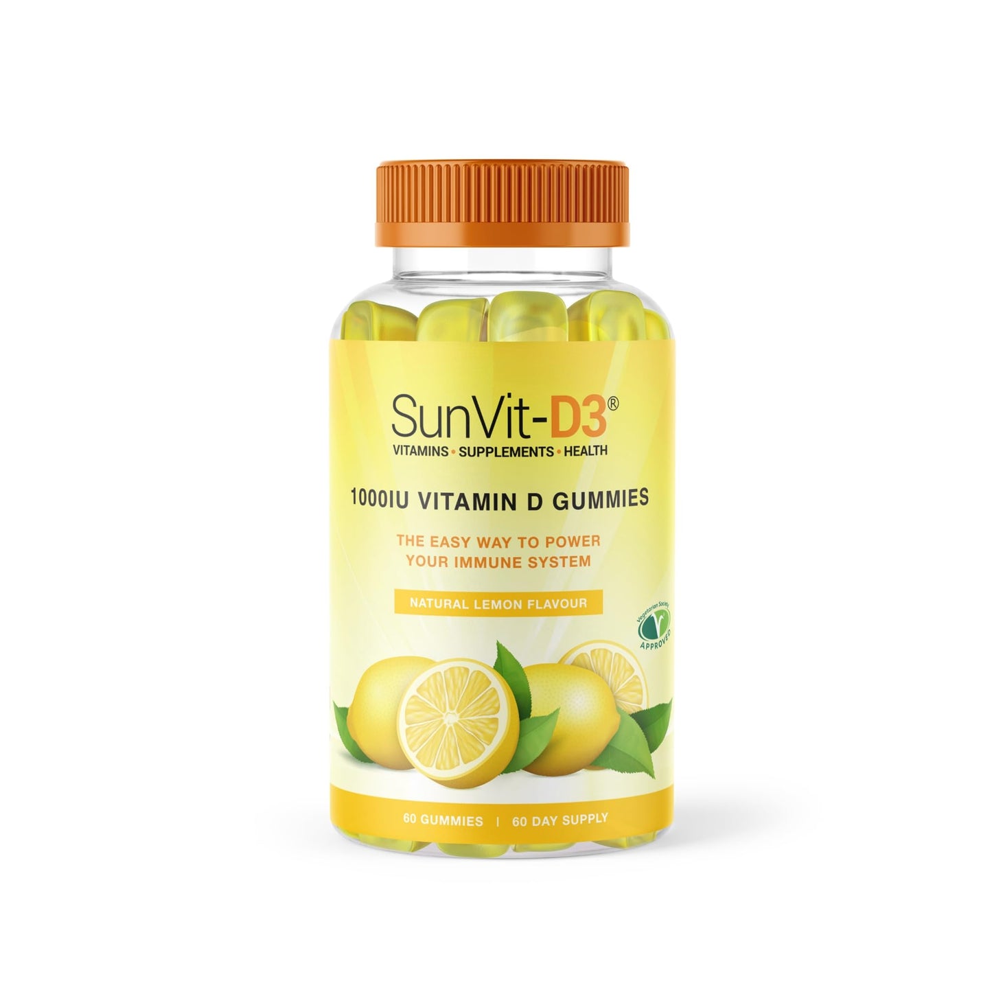SunVit-D3 Sunvit-D3 Lemon Vitamin D3 Gummies 1,000IU - Vitamin d Gummies for Adults & Menopausal Women | Alleviating Back & Muscle Discomfort | Chewable & Calcium Vitamin D Gummies Suitable for Ages 11 & Above