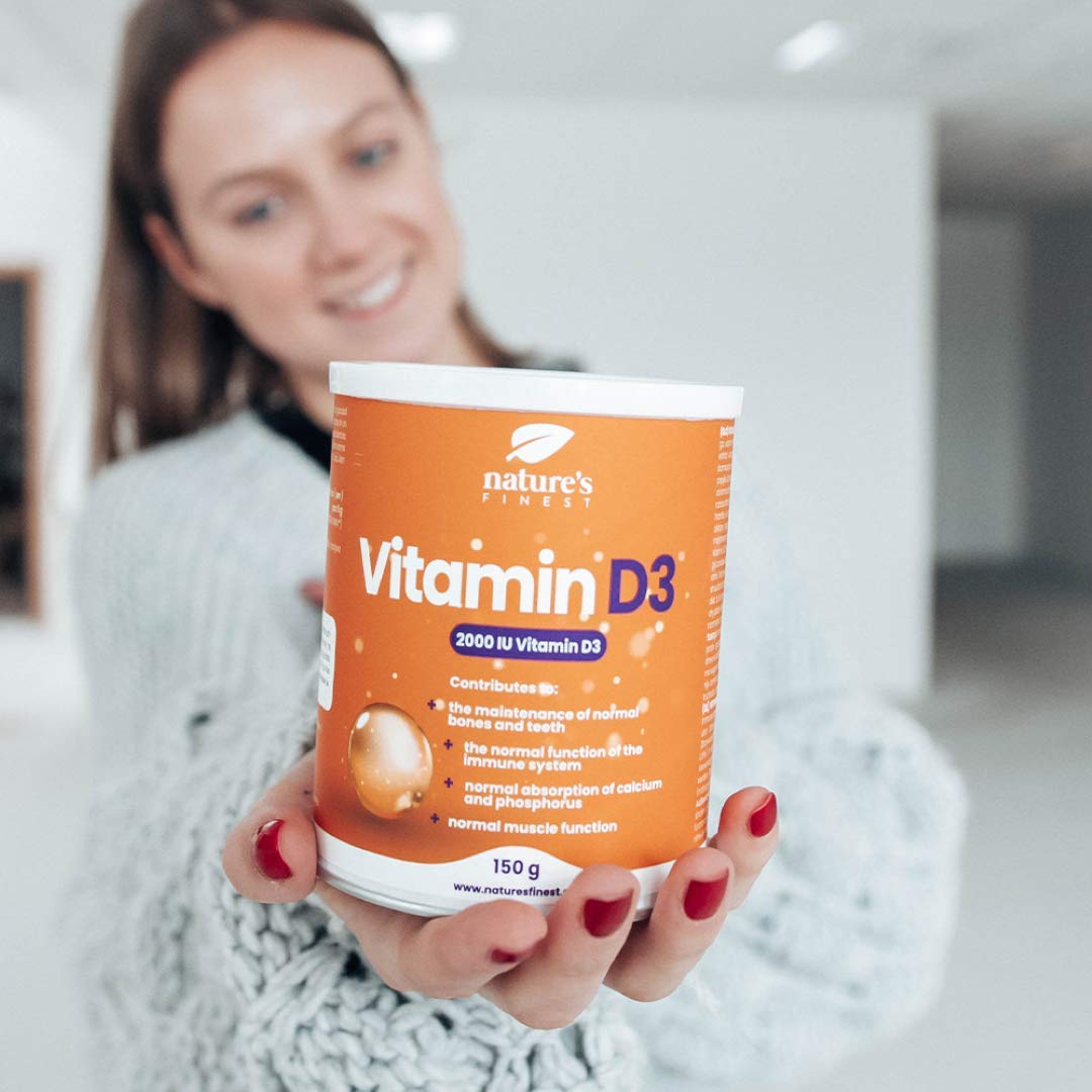 Nature's Finest by Nutrisslim Vitamin D3 Powder 2000IU | 50µg of Vitamin D per Serving | Most Bioavailable Form of Vitamin D3 Powder | for Vegetarians and Vegans