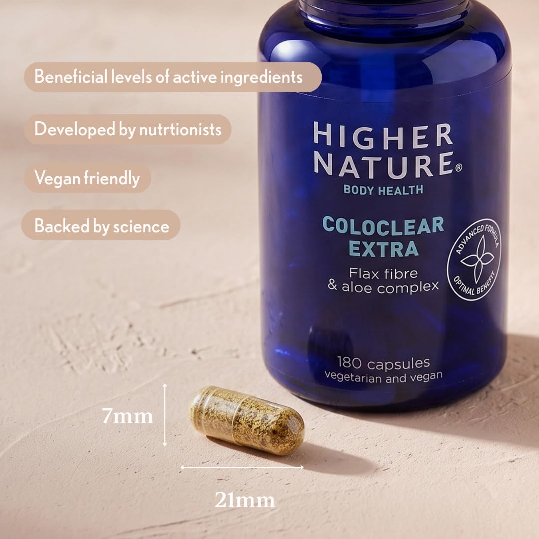 HIGHER NATURE Higher Nature ColoClear Extra - Flax Fibre & Aloe Complex - 180 Capsules