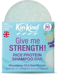 KinKind Rice Water Shampoo Bar for Hair Growth. Give Me STRENGTH! Shampoo Bars for hair UK made. Solid Shampoo Bar with Rice Protein & Rosemary for Thickening Menopause, Thinning, Fine & Flat Hair