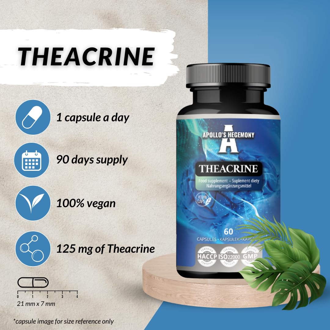 APOLLO'S HEGEMONY Theacrine 125mg - 60 Vegan Capsules - Natural Alkaloid from Tea for Enhanced Focus and Energy - 2 Month Supply - Diet Supplement from Apollo's Hegemony
