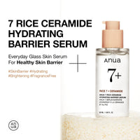 ANUA RICE CERAMIDE 7 HYDRATING BARRIER SERUM, Hydrating Serum for Face, Rice, Hyaluronic Acid, Niacinamide, Non comedogenic, Glass Skin, 50ml/1.69fl.oz.