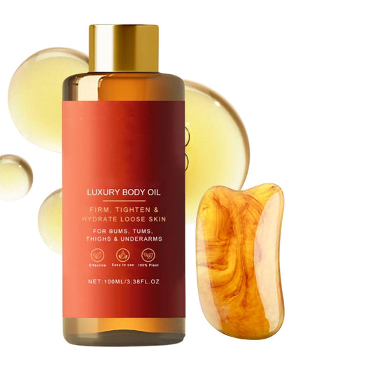 Magic Luxury Body Oil with Gua Sha Tool - Glow Remedy Oil for Skin Tightening & Hydration, Silken Essence Firming Body Oil for Women, Dry Skin & Massage Therapy
