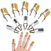 Roshevy 10 PCS Nail Forms Aluminum Nail Art Forms Tips Reusable Nail Extension Guide Protector Nail Accessories Manicure Tool for Acrylic UV Gel French Nail Art Salon Home Use
