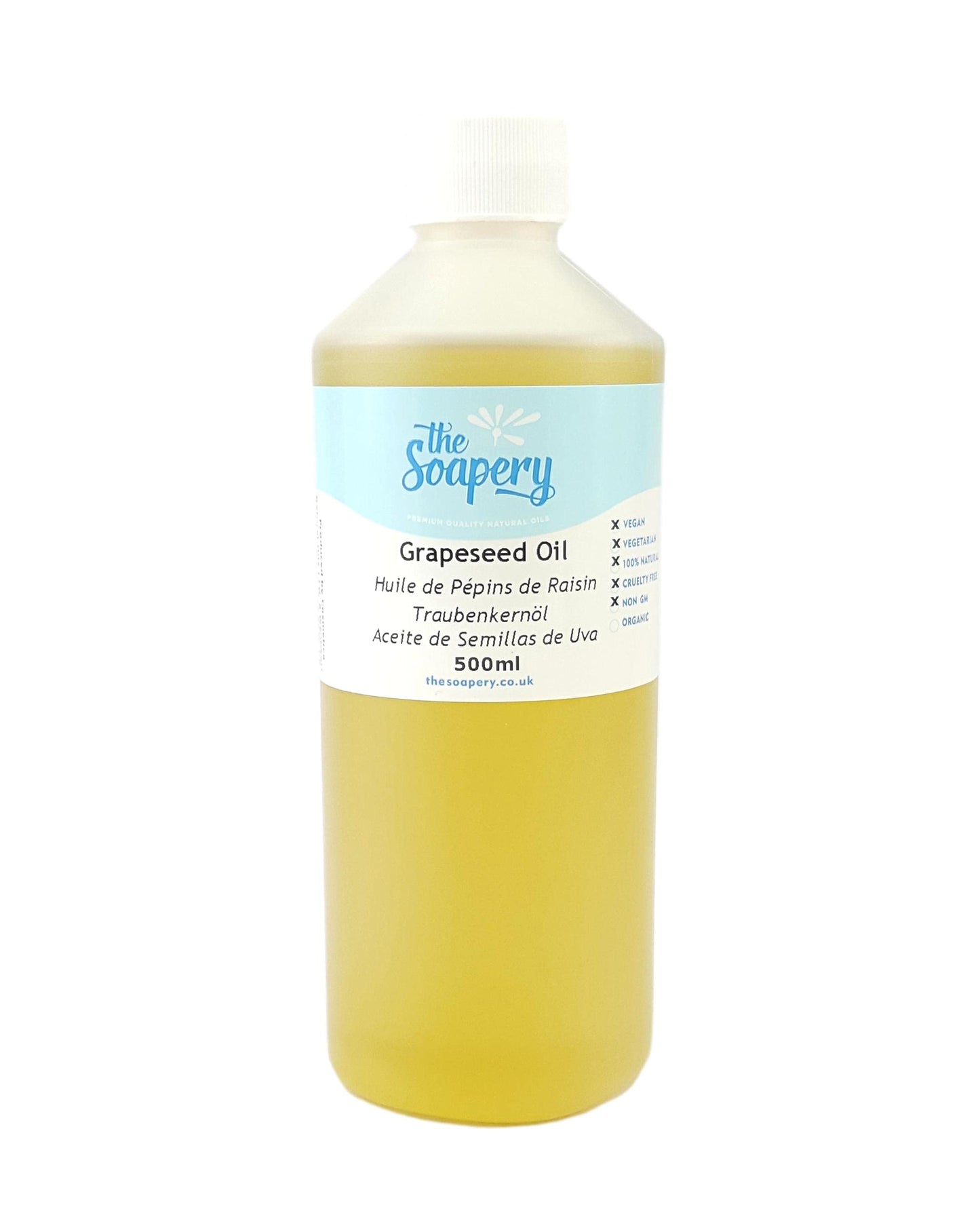 The Soapery Grapeseed Oil 500ml - Cosmetic Grade - Also a Carrier Oil for Massage and Aromatherapy