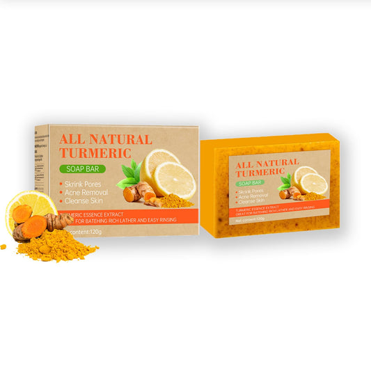 ISBEAUSOLS Lemon Turmeric Soap For Women- Turmeric Soap Bar For Acne Dark Spots Blackheads Soap- Dark Spot Corrector Remover,Acne Remover, Cleanses, Smooth Skin Soap Bar- Moisturizing Soap for Face and Body